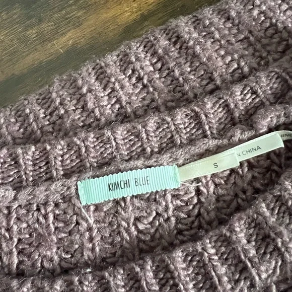 Kimchi Blue Purple Long Sleeve Cable Knit Flowy Cropped Sweater - Picture 5 of 6